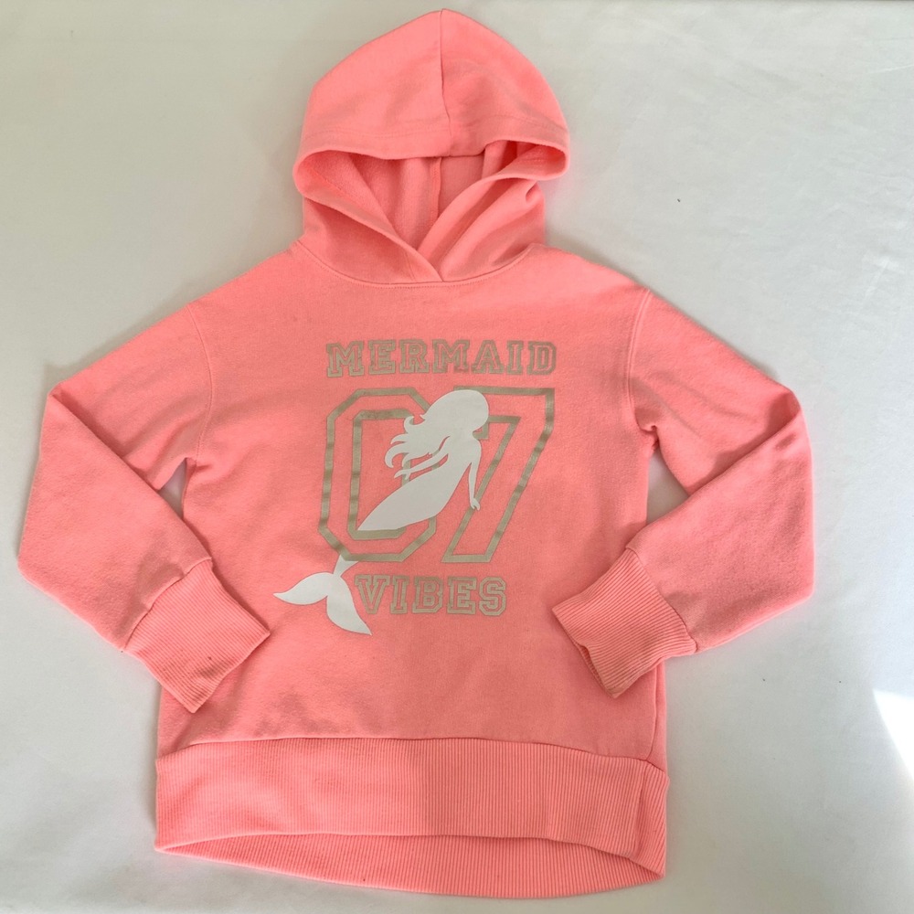 So Favorite Hoodie Sweatshirt Coral Pink Mermaid Vibes Pullover Girls XS 6 Cute